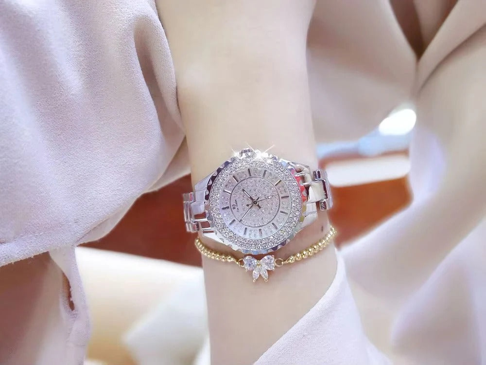 Steel Diamond Watch Quartz Clock