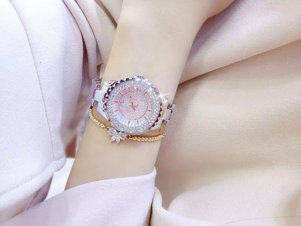 Steel Diamond Watch Quartz Clock