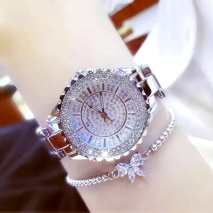 Steel Diamond Watch Quartz Clock