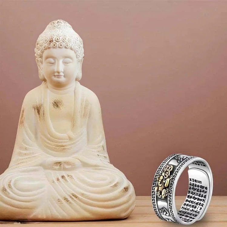 Authentic Fengshui Pixiu God Wealth Mantra Ring (Buy 1 Get 1 Free)